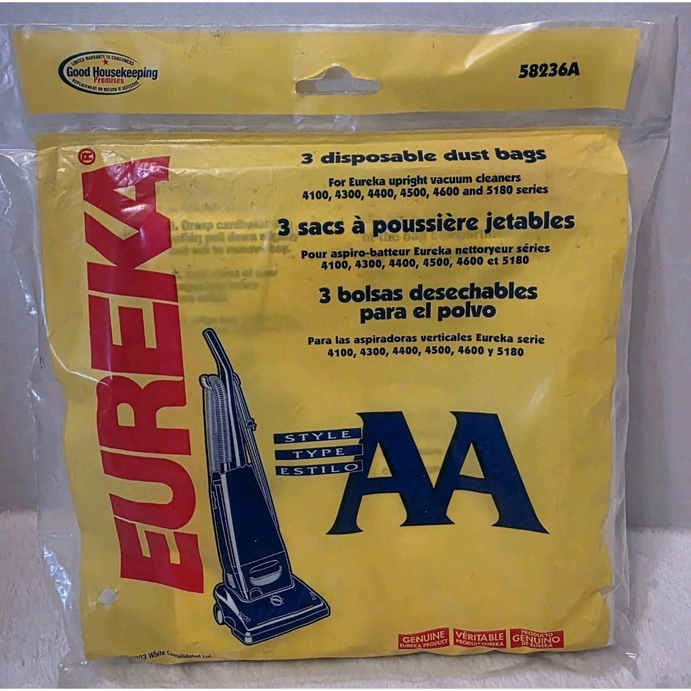 3-Pack Genuine Eureka Vacuum Cleaner Dust‎ Bags Type AA  58236A